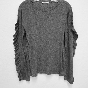 Zara Trafaluc Grey Ruffle Top